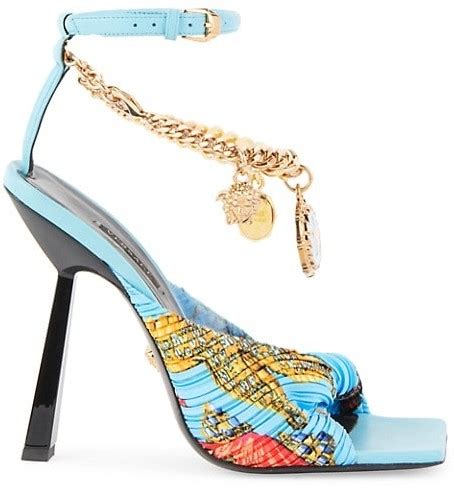 versace tresor de la mer plissé leather sandals|Versace Tresor de la Mer Slide Sandal .